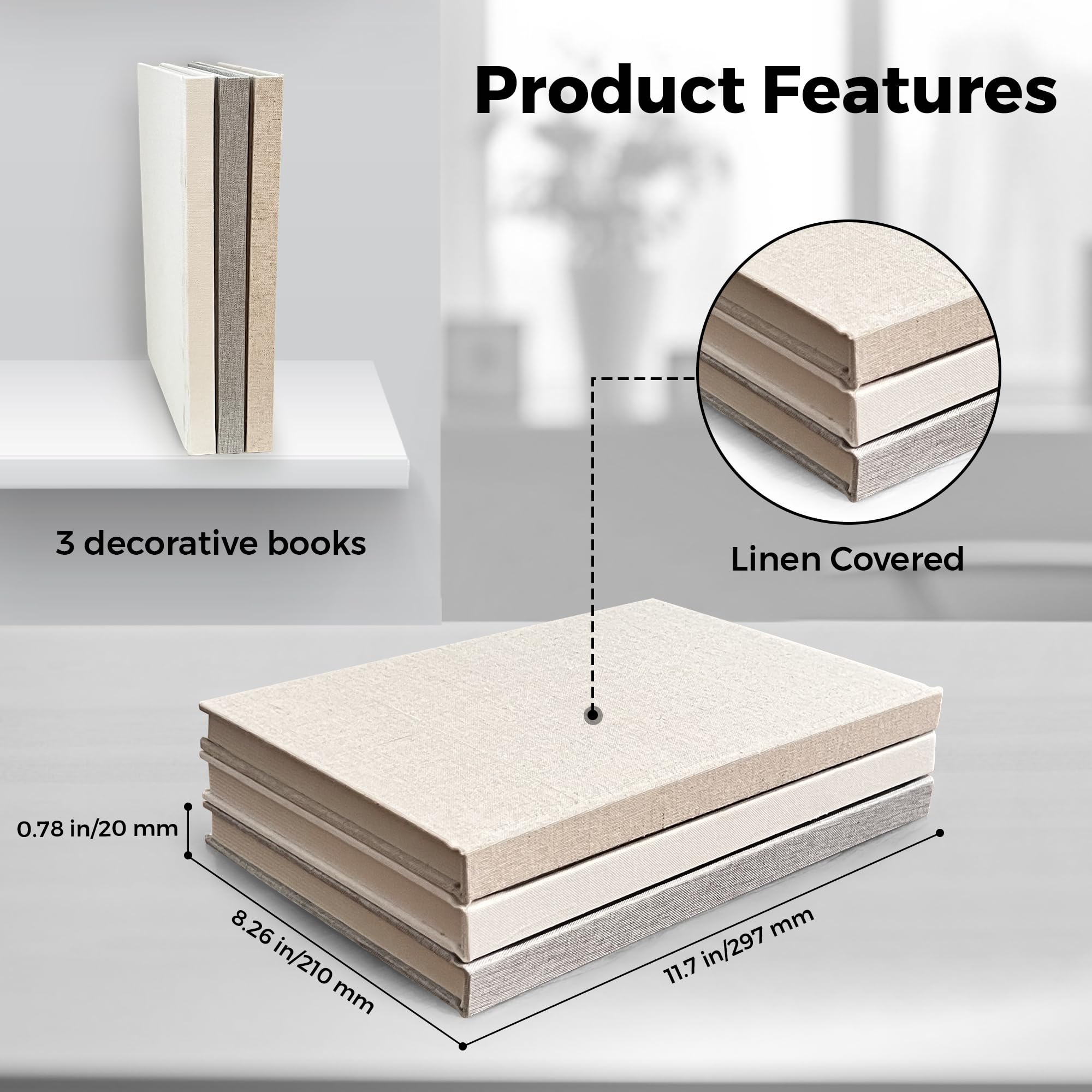 Amazon.com: Cypress Gallery Decorative Linen Book Set – Set of 3